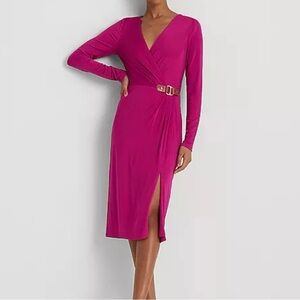Lauren Ralph Lauren Buckle-Trim Jersey Cocktail Dress